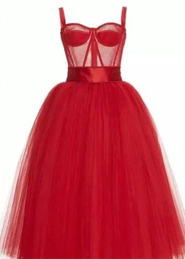 Classic Red Tulle Prom Dress