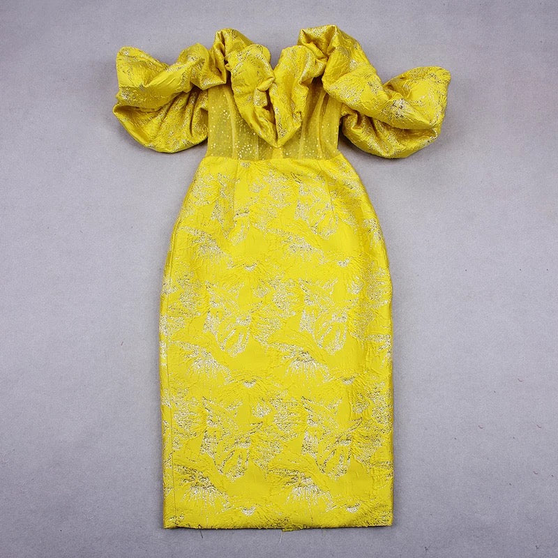 Ruffles Jacquard Elegant Dress
