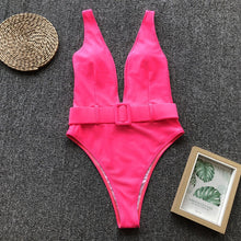 Carica l&#39;immagine nel visualizzatore di Gallery, V-neck One Piece Swimsuit