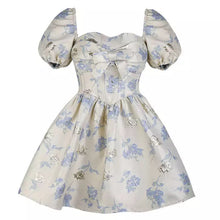 Cargar imagen en el visor de la galería, Bow Jacquard Puff Sleeve Mini Dress