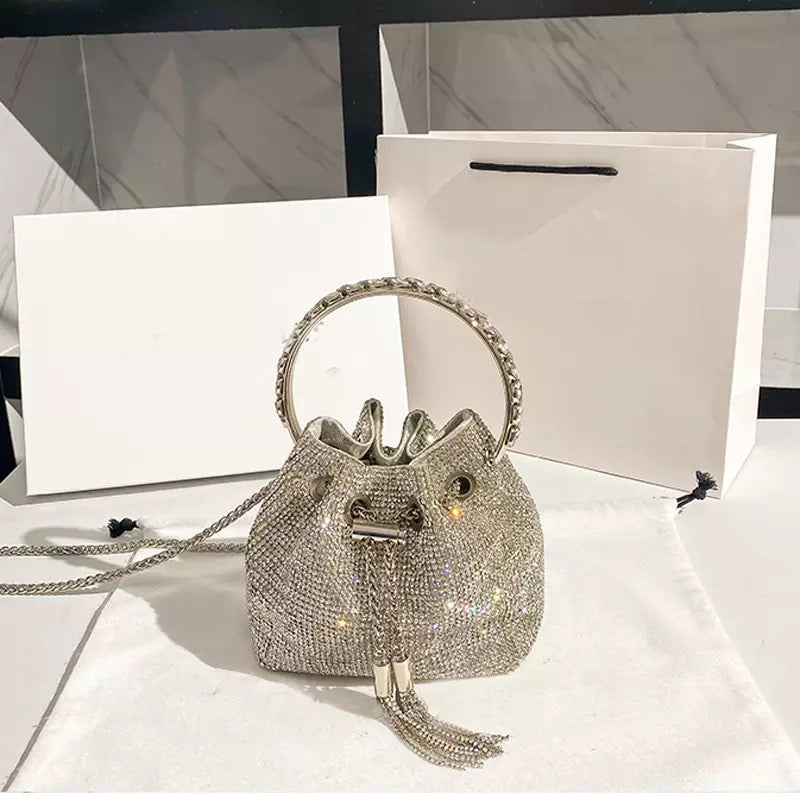 Luxury Rhinestone Bucket Clutch