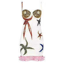 Carregar imagem no visualizador da galeria, Luxury White Sequinned  Mini Dress