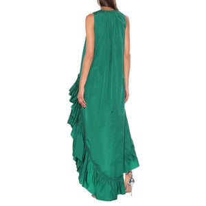Green Frills Irregular Dress