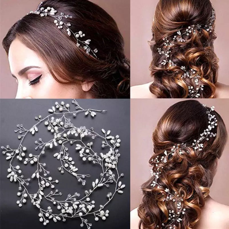 Bridal Crystal Pearl Hair Belt
