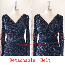 Load image into Gallery viewer, Mermaid Sequin Velvet Belt Gown