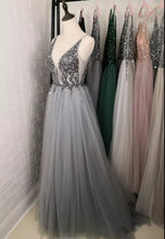 Load image into Gallery viewer, Beading Crystal High Splits Gown