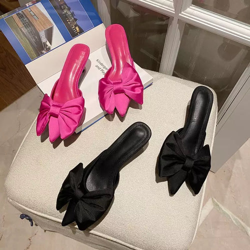 Bowknot Low Heels Mules