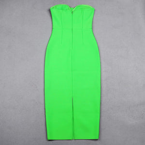 Green Mid Calf Bodycon Bandage dress