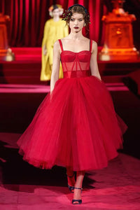Classic Red Tulle Prom Dress