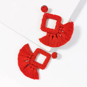 Beaded Tassel Drop Earrings