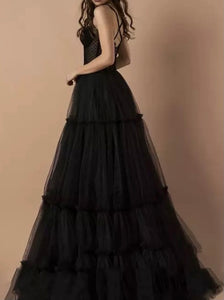 Tiered Dotted Tulle Prom Dress