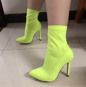 Silk Sock Stretch Stiletto Ankle Boots