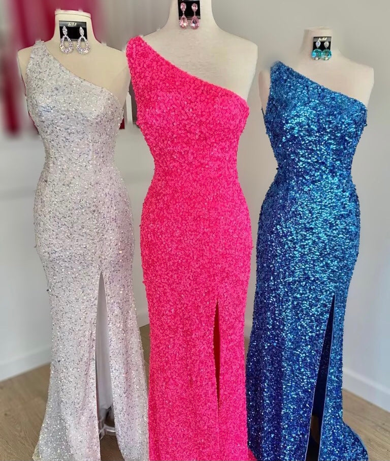 Mermaid Sequinned One-Shoulder Dress