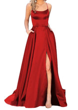 Charger l&#39;image dans la galerie, High Slit Cross Back Prom Gown