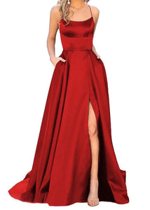 High Slit Cross Back Prom Gown